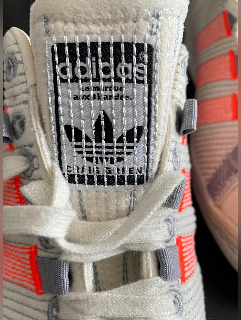 adidas Craig Green Off-White Sneakers with Orange Accents - Picture 4 of 9